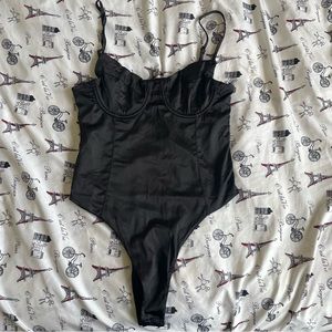 Silk Black Bodysuit Size Medium
